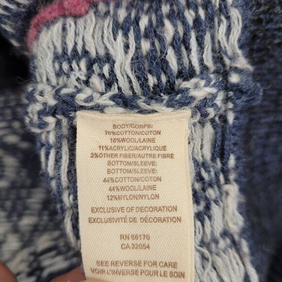 Free People We the Free Foxtrot Argyle Cardigan Sz‎ M Blue Cotton Wool Academia - Picture 5 of 7